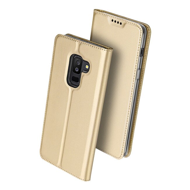 Husa carte flip wallet Dux Ducis pentru Samsung Galaxy A6 Plus, auriu