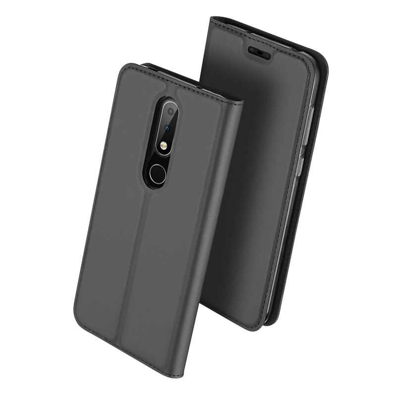 Husa carte flip wallet Dux Ducis pentru Nokia X6, gri