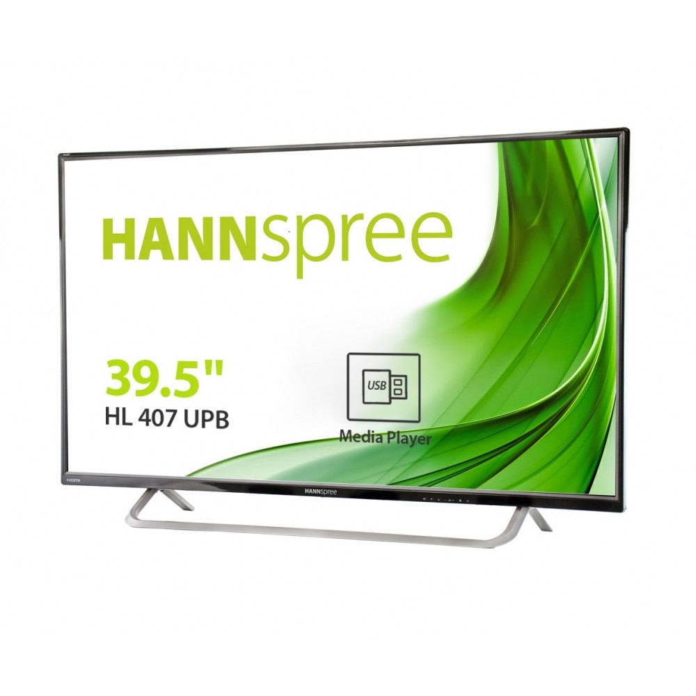 Monitor HANNSPREE HL407UPB, IPS, 39.5 inch, Wide, Full HD, D-Sub, HDMI, USB Media Player, Negru