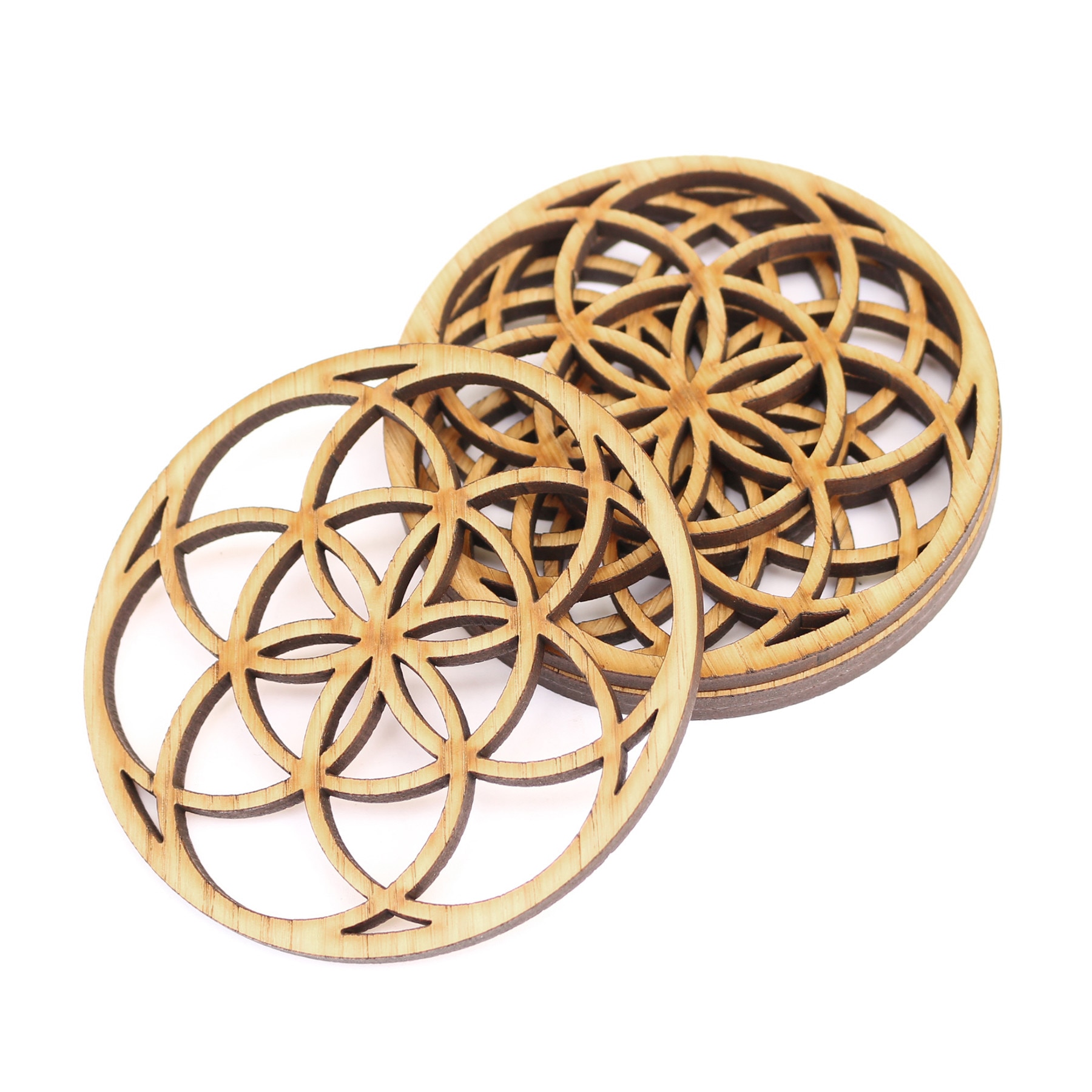Set 4 buc. Suport / Coaster pahar model Samanta Vietii Origine din furnir stejar Natur