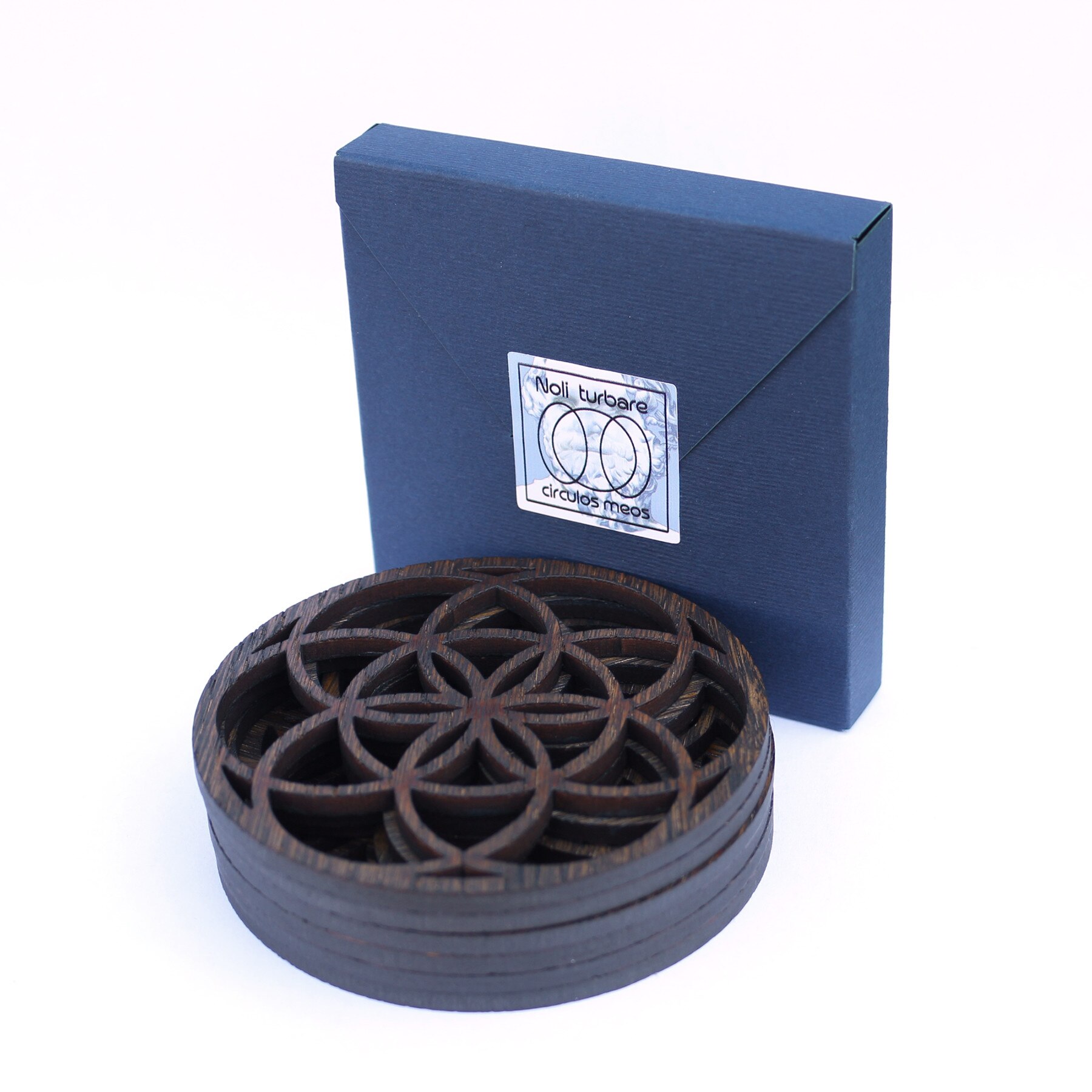 Set 6 buc. Suport / Coaster pahar model Samanta Vietii Origine din furnir stejar colorat Charcoal