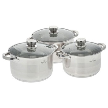 Set oale inox 6 piese Bohmann 7.7L, 6.6L 5.1L, 5 straturi, capace sticla, inox Set oale inox 6 piese Bohmann 7.7L, 6.6L 5.1L, 5 straturi, capace sticla, inox