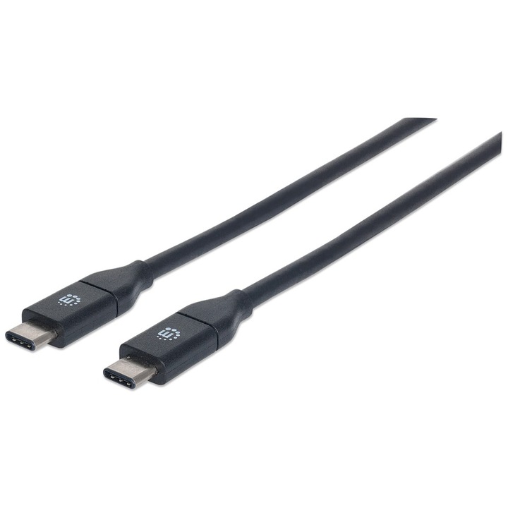 Cablu profesional, date si incarcare rapida QC, USB-C tata la USB-C tata, 8K 60Hz, 10Gbps, USB 3.2 Gen2, 1m, Manhattan