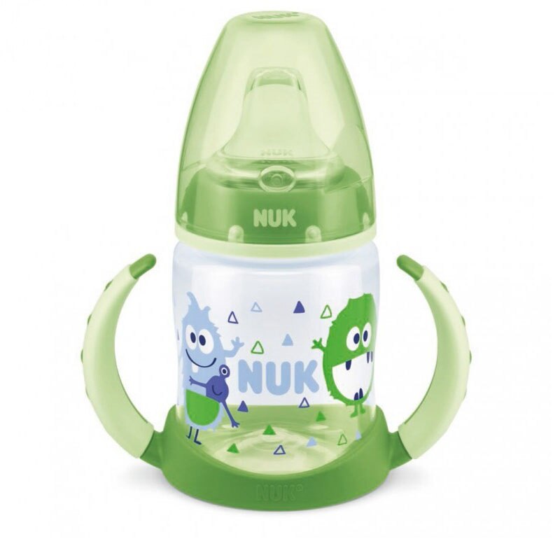 Biberon cu cioc din silicon si manere 150 ml Nuk First Choice 743793V, Verde 6-18 luni