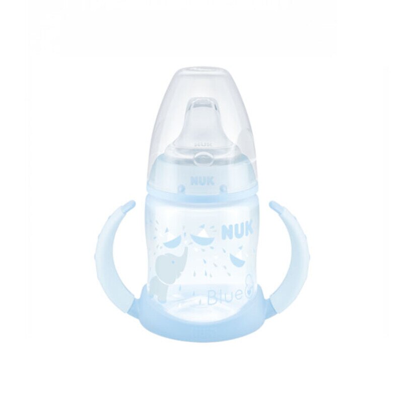 Biberon cu cioc din silicon si manere 150 ml Nuk First Choice 743728AL, Albastru 6-18 luni