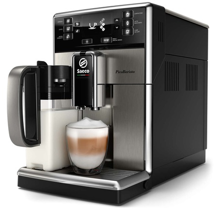Espressor automat Saeco PicoBaristo SM5473/10, 10 bauturi, Carafa pentru lapte integrata 0.5 L, filtru AquaClean, Inox/Negru