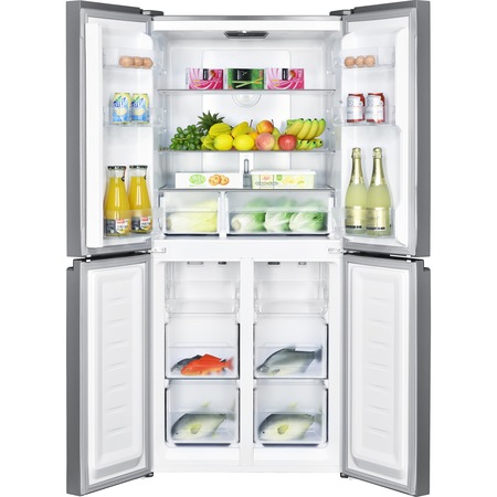 Side by Side Heinner HSBS-H401MNFGBK+, 401 l, Clasa A+, Full No Frost, Display Touch, LED, Control Electronic, Compresor Inverter, H 180 cm, Sticla Neagra