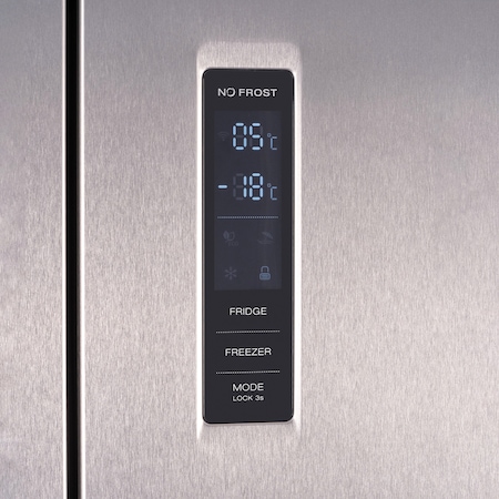 Frigider side by side Heinner HSBS-H421MNFXE++, 421 l, Total No Frost, Display touch, Control electronic, Super Congelare, Iluminare LED, Clasa E, H 180 cm, Aspect inox