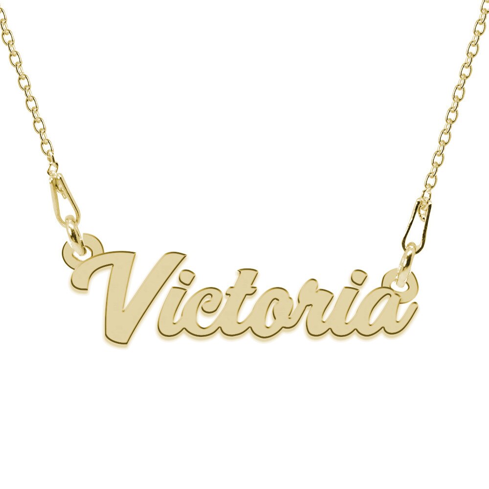 Colier Argint Placat cu Aur 18 karate, Nume Victoria , BijouxMAG, 45 cm