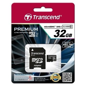 Card de memorie micro sdhc 32 gb transcend class 10 uhs-i +adaptor sd Card de memorie micro sdhc 32 gb transcend class 10 uhs-i +adaptor sd