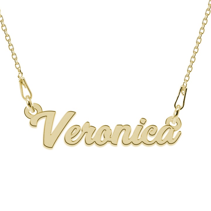 Colier Argint 925, Placat cu Aur 24K, Nume Veronica, 45 cm