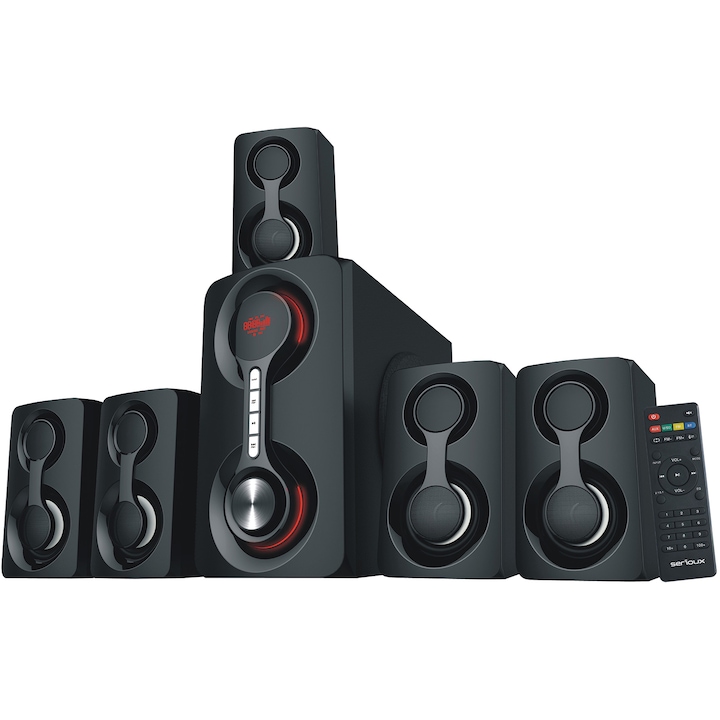 Serioux 5.1 sorozatú SoundRise hangszóró, 105 W, fekete
