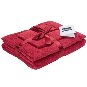 Set 3 prosoape Somnart, 70x140/50x90/30x50 cm, 100% bumbac, 600 gsm, Rosu Set 3 prosoape Somnart, 70x140/50x90/30x50 cm, 100% bumbac, 600 gsm, Rosu