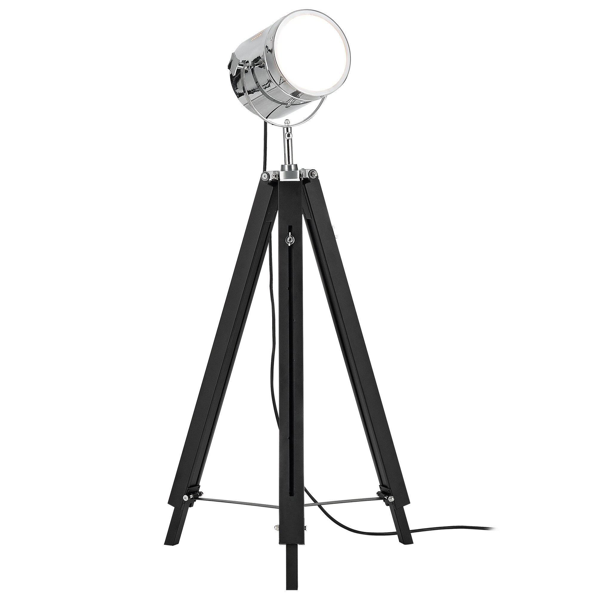 Lampa de podea eleganta Tripod, lux.pro, 140 cm, 1 x E 27 - 60W , crom / negru inaltime reglabila
