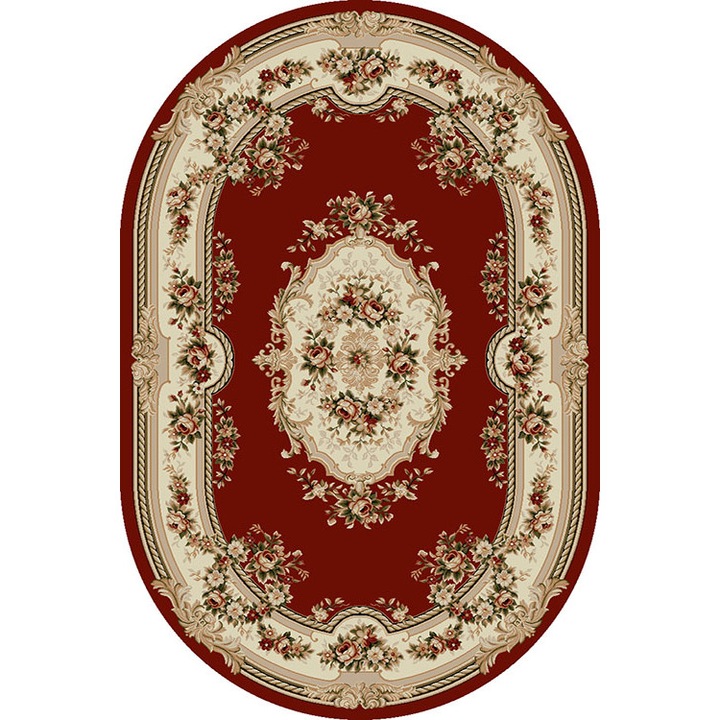 Delta Carpet klasszikus szőnyeg, Lotos 575, piros, ovális, 150x230 cm, 1800 gr/m2