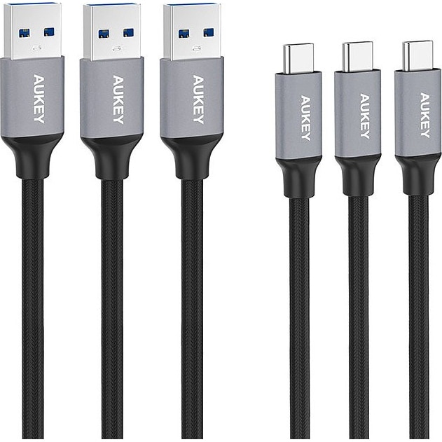 Cablu de date AUKEY, Impulse Series, 3-Pack USB 3.1 Gen 1 USB-A to C