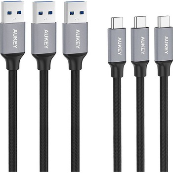Cablu de date AUKEY, Impulse Series, 3-Pack USB 3.1 Gen 1 USB-A to C Cablu de date AUKEY, Impulse Series, 3-Pack USB 3.1 Gen 1 USB-A to C