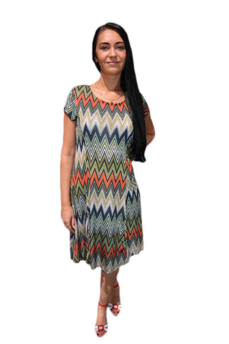 Rochie de zi, material vaporos,D&J Exclusive, Verde