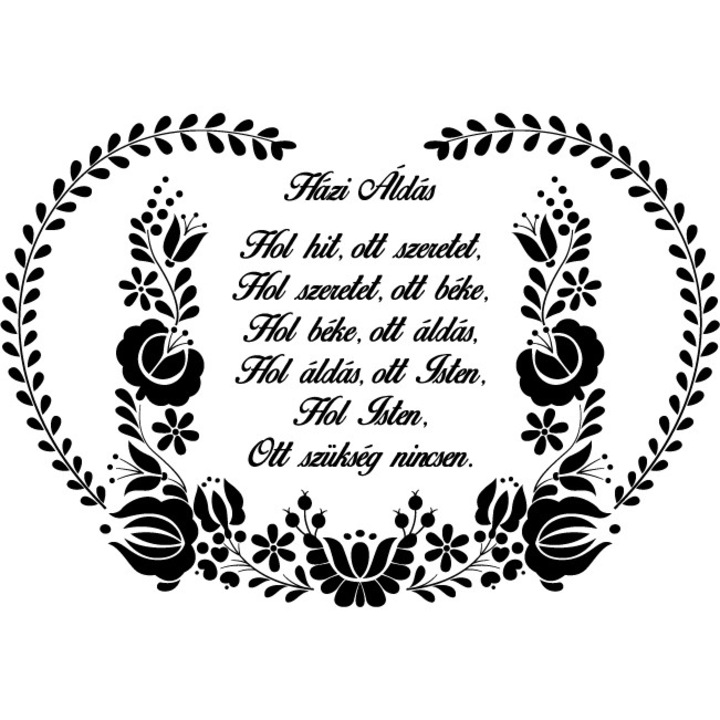 Házi áldás - Falmatrica - Fekete - 108x74 cm