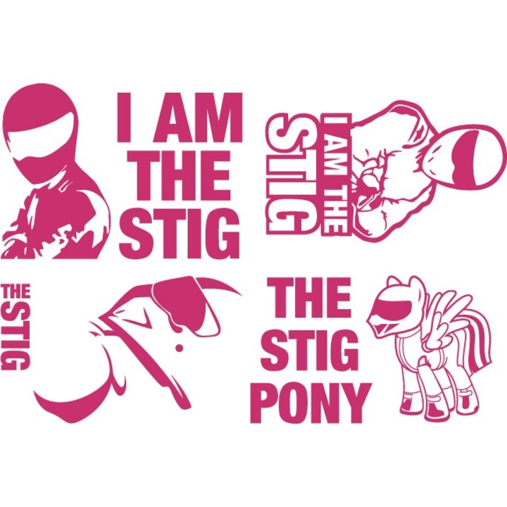 Autós matrica - The Stig csomag - Falmatrica - Magenta - 1db 15x11 cm / 1db 15x9 cm / 2db 9x15 cm