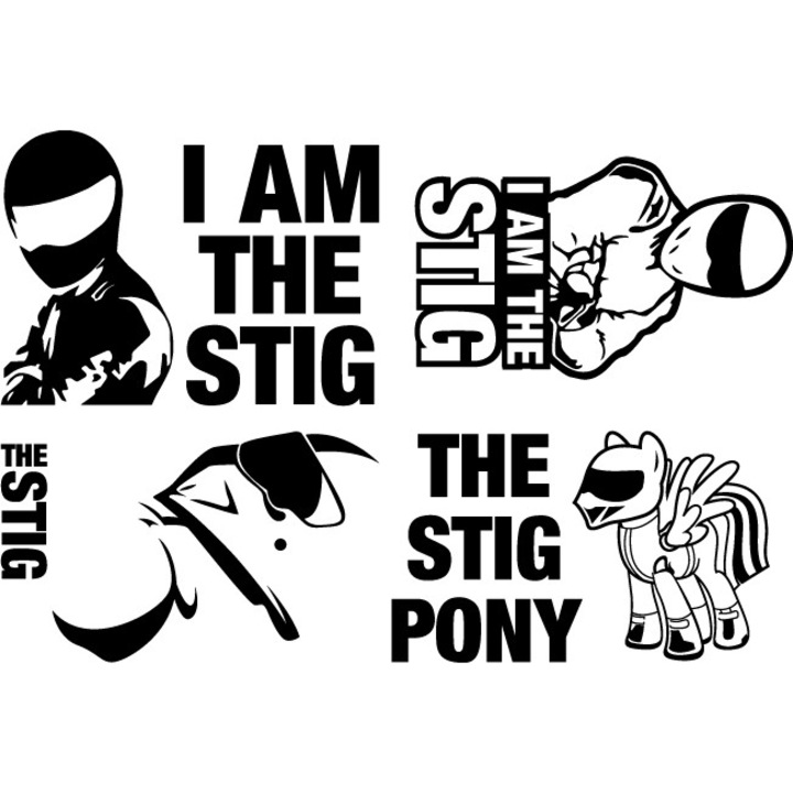 Autós matrica - The Stig csomag - Falmatrica - Fekete - 1db 15x11 cm / 1db 15x9 cm / 2db 9x15 cm