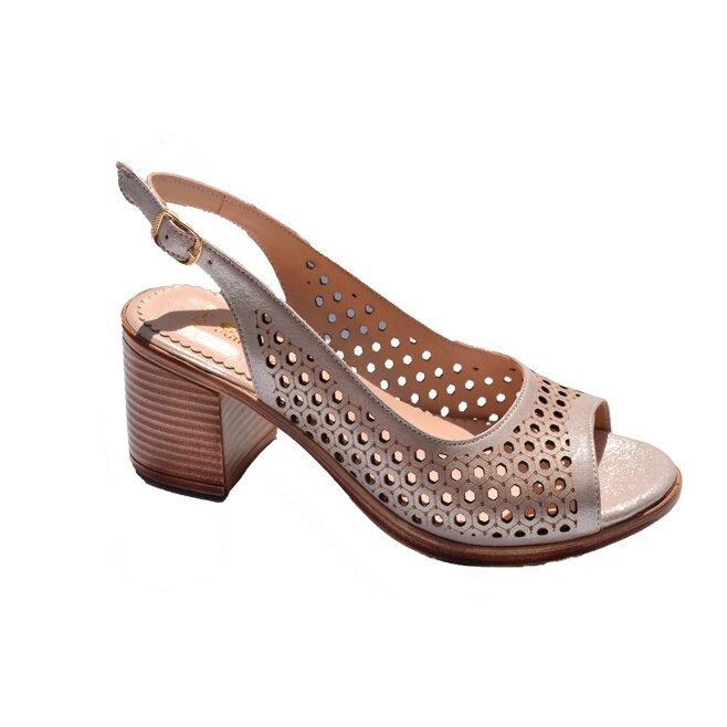 Sandale rafinate, comode cu perforati,D&J Exclusive,, pudra