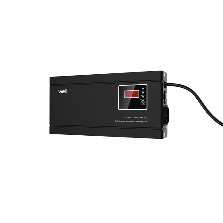 Stabilizator automat de tensiune cu releu 1000VA/600W, orizontal, negru Well