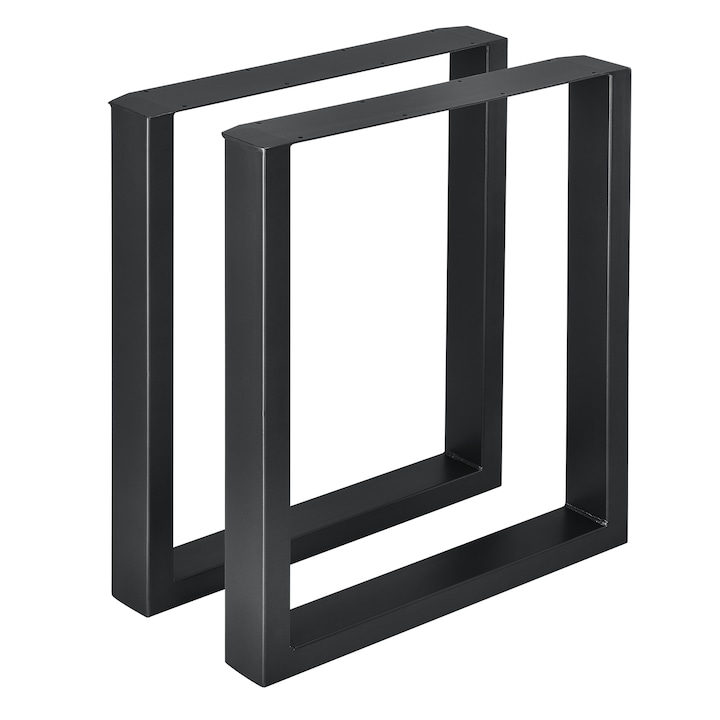 [en.casa]® 2 x Asztalláb fém bútorláb 60 x 72 cm étkezőasztalhoz asztalváz padlóvédővel fekete