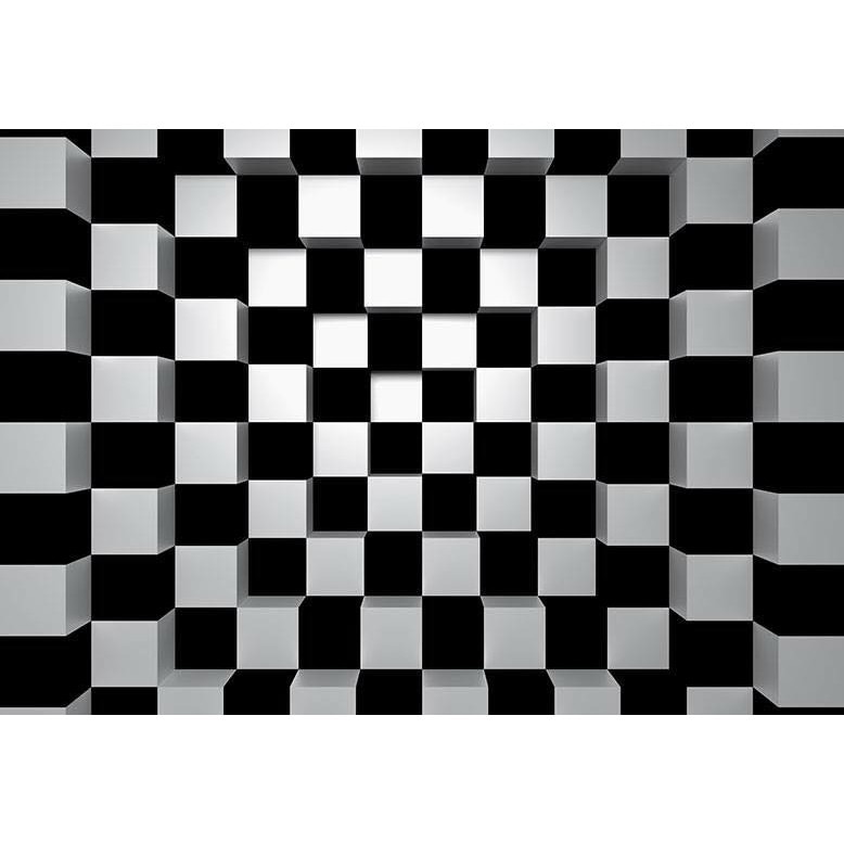 Fototapet 3D, Black&White Squares, cod 968, dimensiuni H - 254 / L - 368 , lavabil, usor de montat si de curatat, adeziv inclus