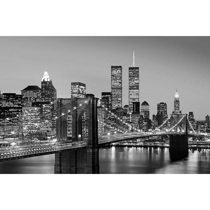 Fototapet orase, Manhattan Skyline at Night, cod 957, dimensiuni H - 254 / L - 368, lavabil, usor de montat si de curatat, adeziv inclus