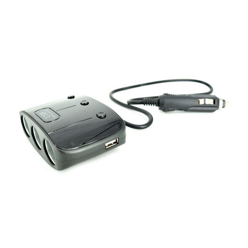 Prelungitor priza profesional cu 3 cai si 2xUSB MAGSTAR 12/24V