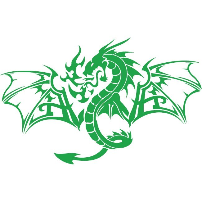 Sticker auto - Dragon - Verde - 40x25 cm