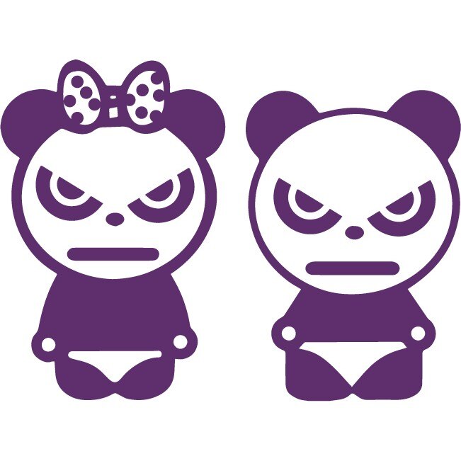 Sticker auto - Cuplu panda - Indigo - 17x25 cm / 16x23 cm