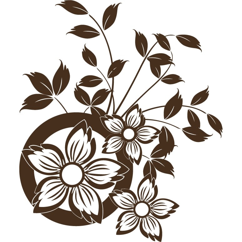 Flori si frunze frumoase - Sticker Decorativ - Choco - 110 x 130 cm