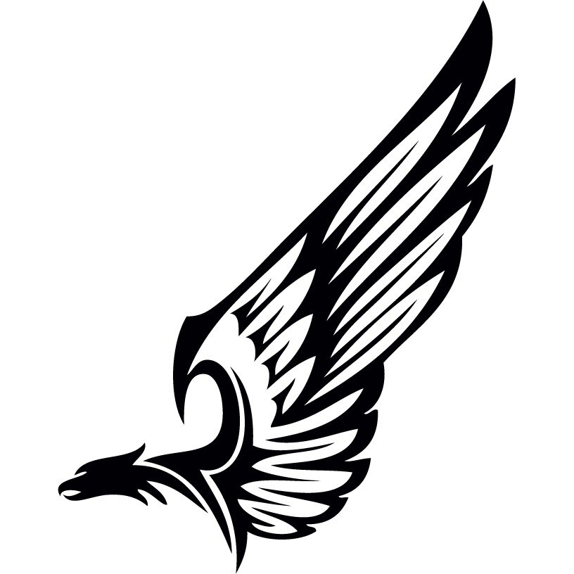 Vulturul tribal - Sticker Decorativ - Negru - 110 x 138 cm