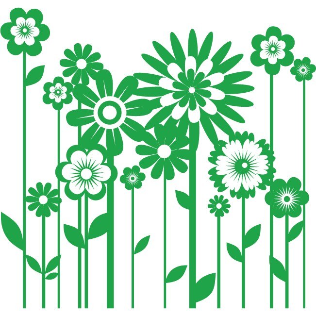 Floricele diverse - Sticker Decorativ - Verde - 115 x 110 cm