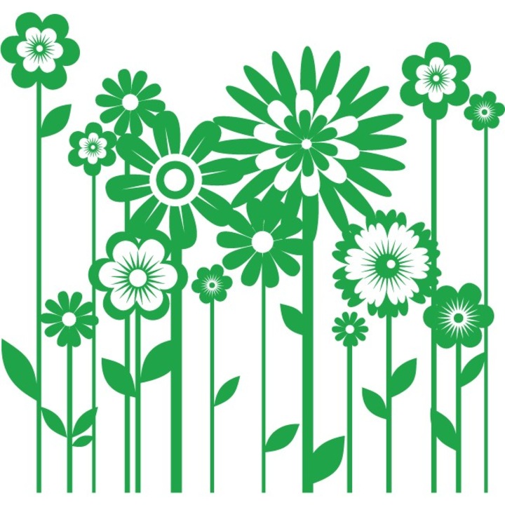 Floricele diverse - Sticker Decorativ - Verde - 86 x 83 cm