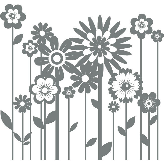 Floricele diverse - Sticker Decorativ - Gri Metal - 86 x 83 cm