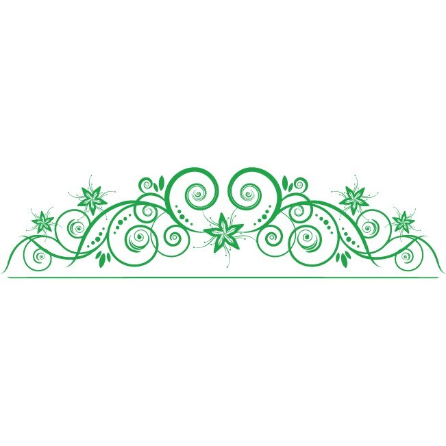 Decoratiune florala moderna - Sticker Decorativ - Verde - 143 x 36 cm