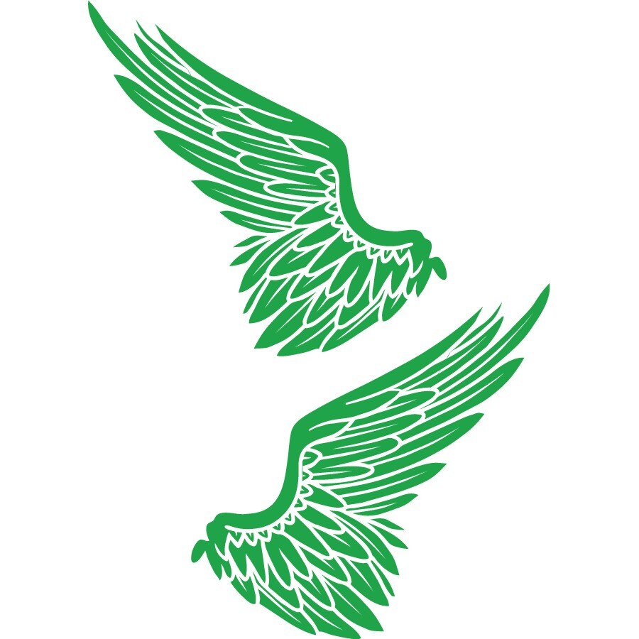 Sticker auto - Aripi - Verde - 2buc 34x34 cm