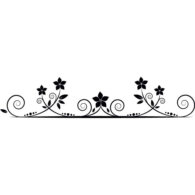 Ornament floral - Sticker Decorativ - Negru - 190 x 40 cm