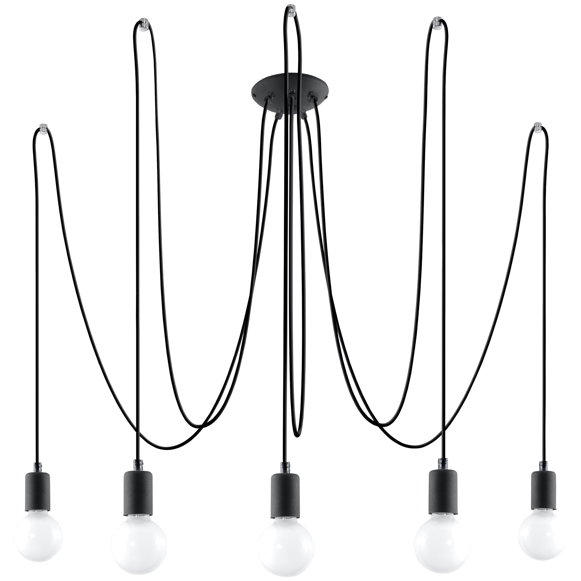 Candelabru Sollux Lighting Edison 5 E27, 60W, Boho Design, Negru