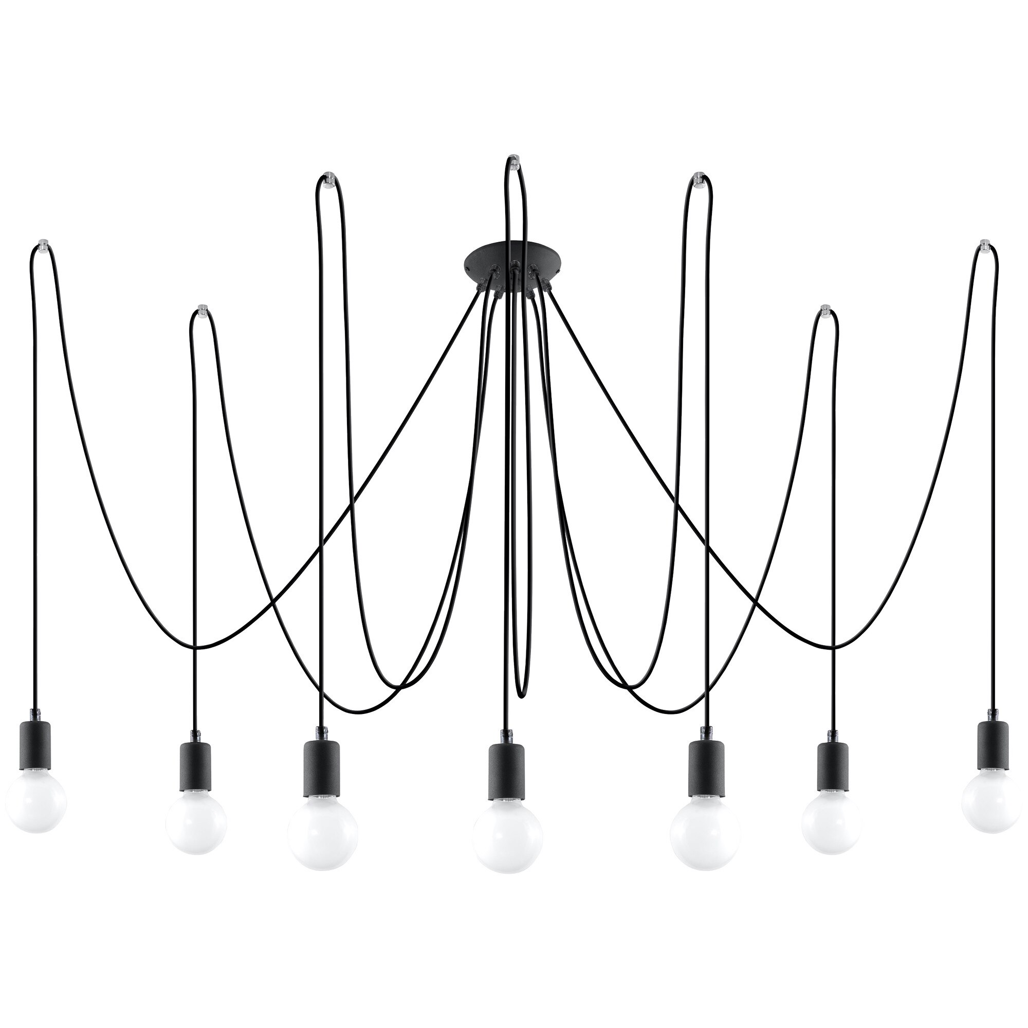 Candelabru Sollux Lighting Edison 7 E27,60W, Boho Design, Negru