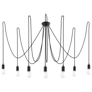 Candelabru Sollux Lighting Edison 7 E27,60W, Boho Design, Negru Candelabru Sollux Lighting Edison 7 E27,60W, Boho Design, Negru