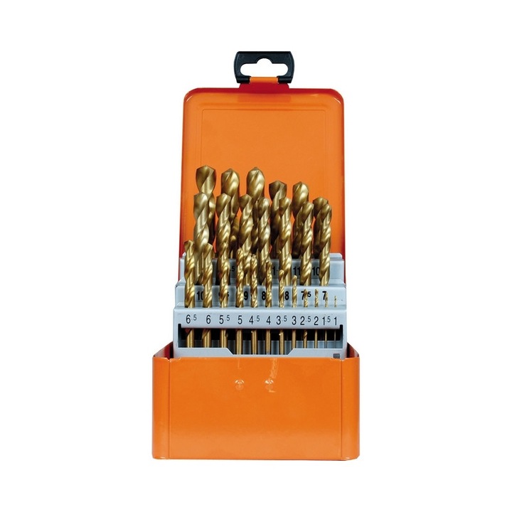 Set burghie metal elicoidale Projahn, HSS-G TiN DIN 338 Typ N ECO, 1-13mm, 25 buc/set