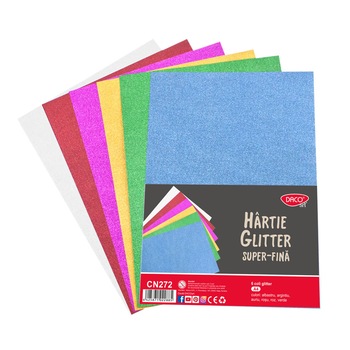 Hartie glitter super-fina set 6 DACO CN272 Hartie glitter super-fina set 6 DACO CN272