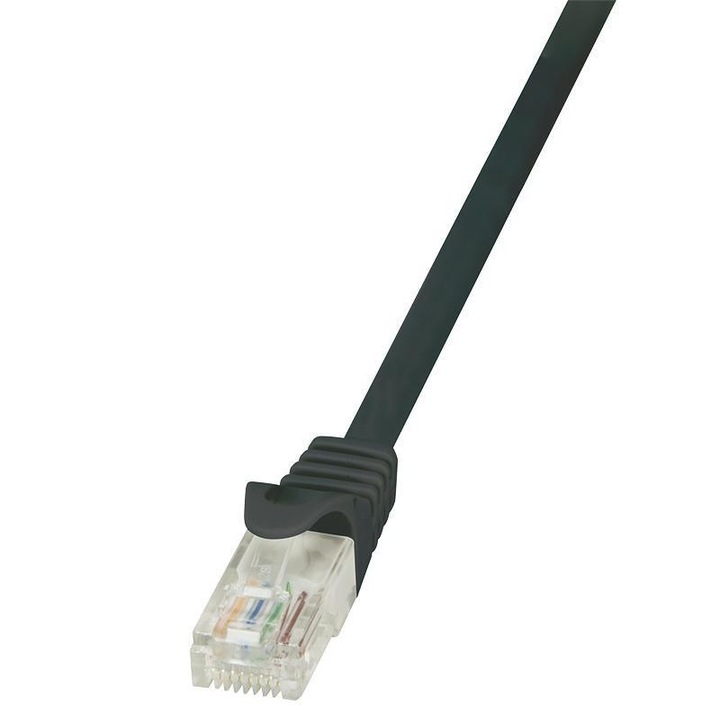 Lapos hálózati kábel, Logilink, Cat.6A U/UTP SlimLine, 10 m, fekete