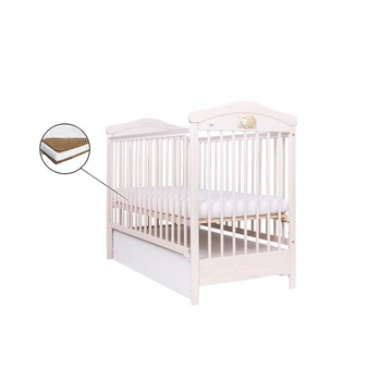 Patut drewex hippo cu sertar - alb + saltea cocos 10 cm Patut drewex hippo cu sertar - alb + saltea cocos 10 cm