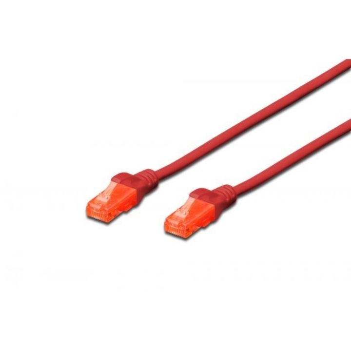 DIGITUS мрежов кабел RJ45 U/UTP Cat6 1.00m червен със армиран край