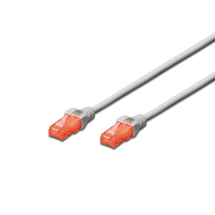 DIGITUS мрежов кабел Cat6 U/UTP 2xRJ45 1.0m сив LSZH